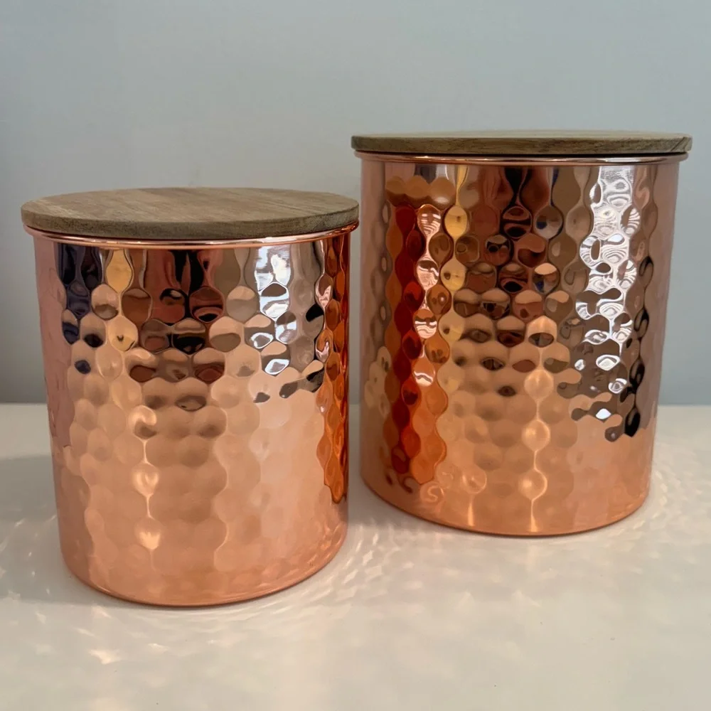 NWT Uncommon James Canisters, Copper/Rose Gold